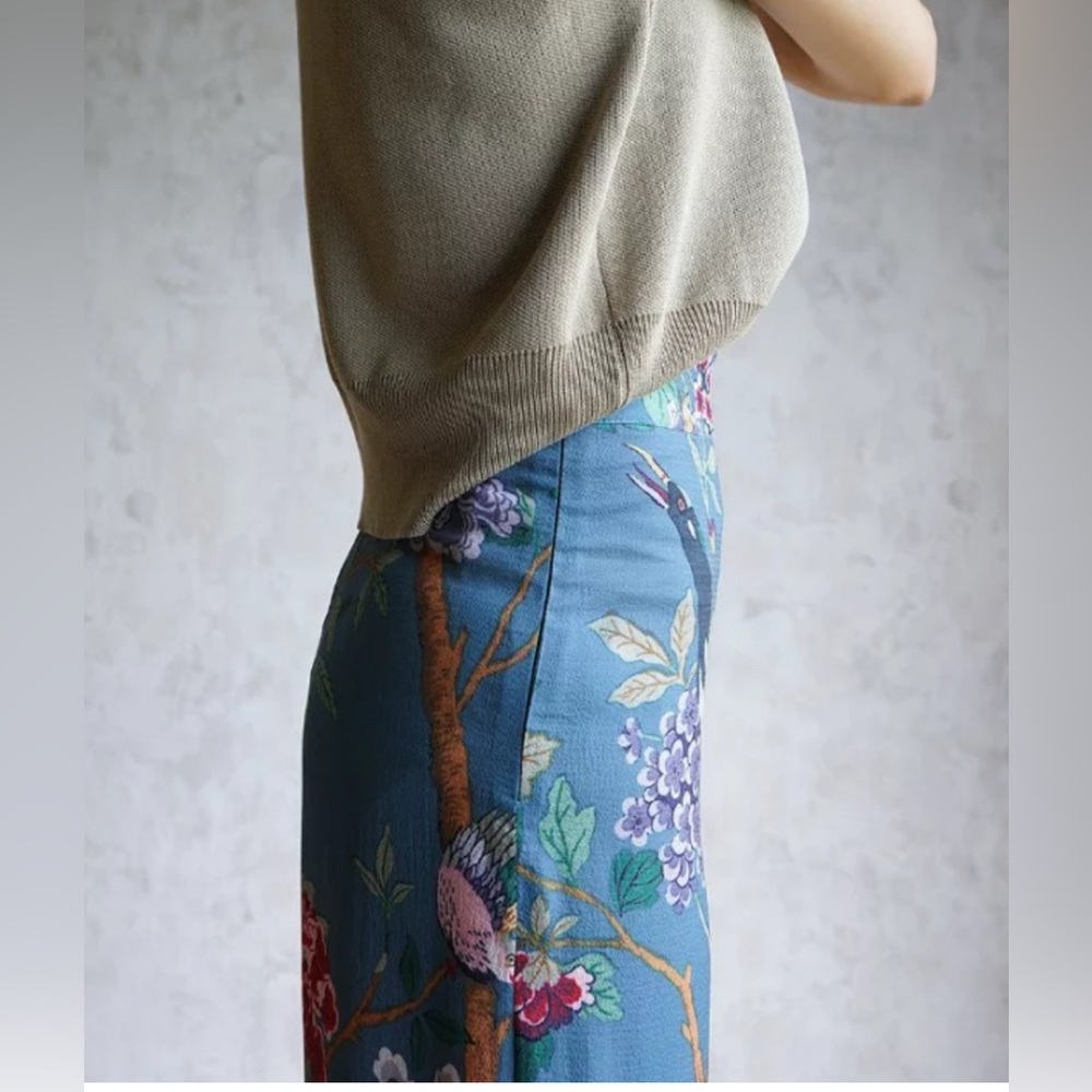 Brand new with tag H&M GP & J Baker Blue Floral Wide-Leg Pants - Picture 5 of 9
